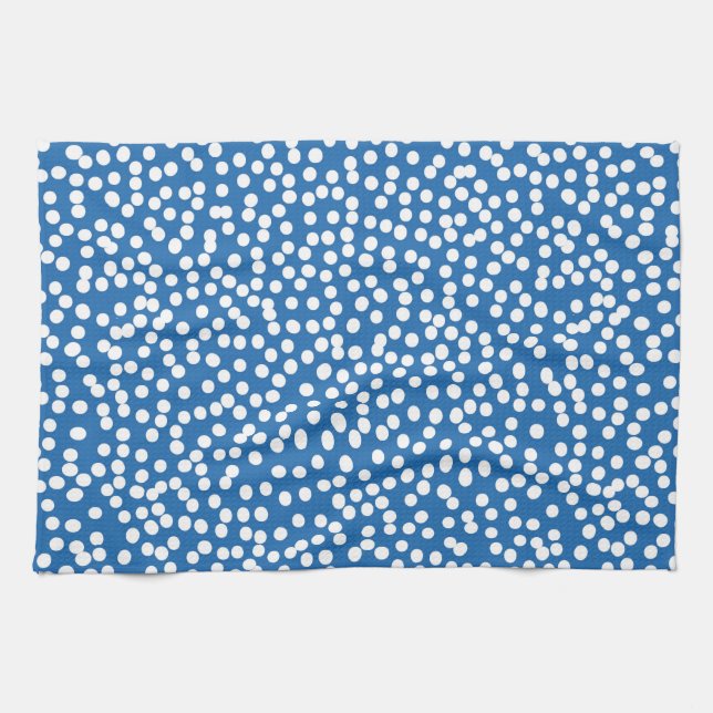 Nebulasblått med vita Snö-punkter Kökshandduk (Horisontell)