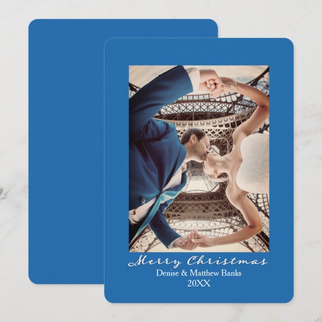 Nebulos Blå Enfärgade Eleganta Julkort Inbjudningar (Fram/baksida)