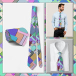 NECAKE - Det är en torg värld Slips<br><div class="desc">En bild fylld med fyrkanter i blå, violett och mer visas på denna attraktiva manar Necktie (skjorta och modell ingår inte). Bilden täcker hela slidens framsida och baksida. Det går inte att ta bort eller byta ut den från framsidan (se NOTE nedan), men den kan placeras om du vill se...</div>