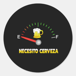 Necesito Cerveza I behöver öl i spansk design Runt Klistermärke