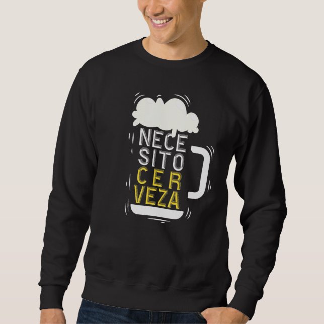 Necesito Cerveza Spansk citat jag behöver öl Lång Ärmad Tröja (Framsida)
