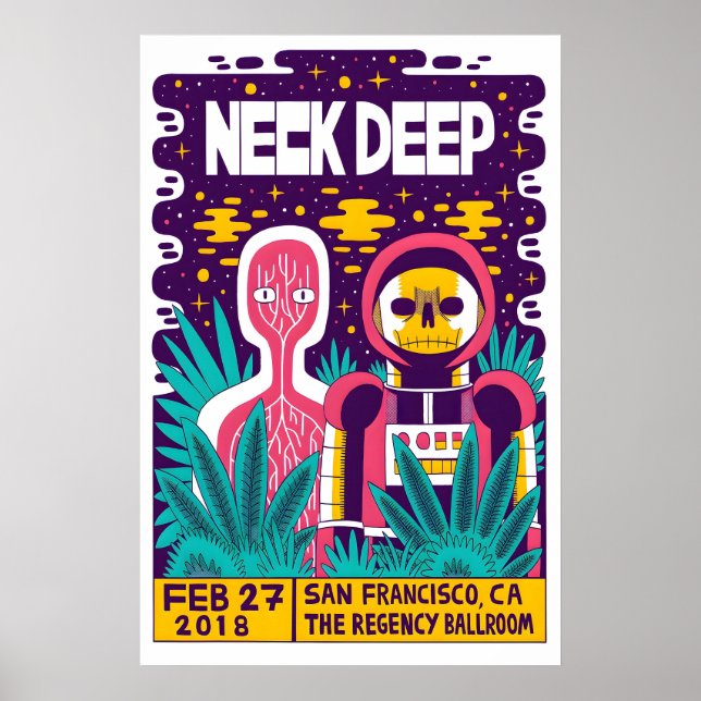 Neck Deep REPRODUKTION Gig Poster Matt Konst (Framsidan)