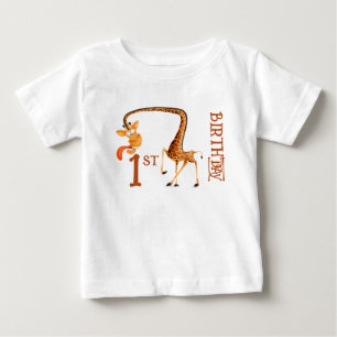Neck & Neck Giraffe Första Födelsedags Baby T-Shir T Shirt