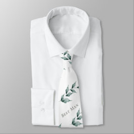 Neck Tie Best Man | Grått Jade-Grönt Botaniskt Slips