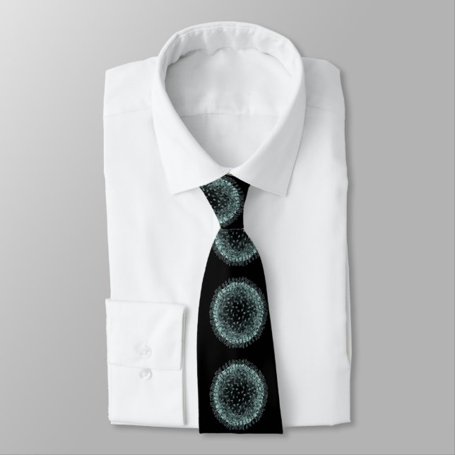 Neck tie - Coronavirus White på Black Slips (Bunden)