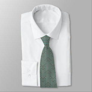 Neck Tie - Grönt Art Deco Design Slips