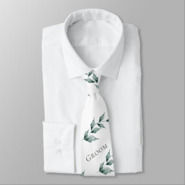 Neck Tie Groom | Grått Jade-Grönt Botaniskt Slips