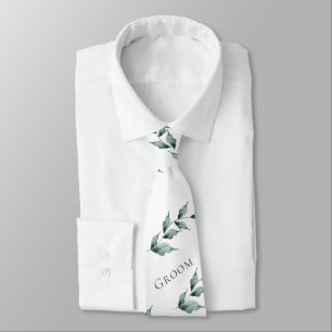 Neck Tie Groom   Grått Jade-Grönt Botaniskt Slips