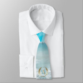 Neck Tie Groom | Modern monogram Geometric Beach Slips