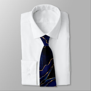 Neck Tie, Guld Blåblå Glitter Slips