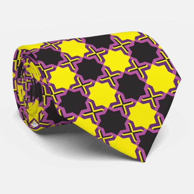 Neck Tie gult Black rosa lila-spel Slips (Rullad)