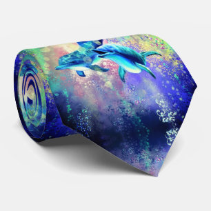 Neck Tie med Lycklig Dolphin Couple Slips