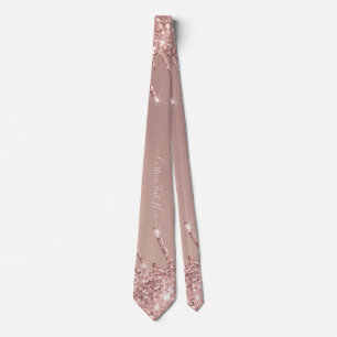 Neck Tie Text Ro Guld  Glitter Gnistra Slips