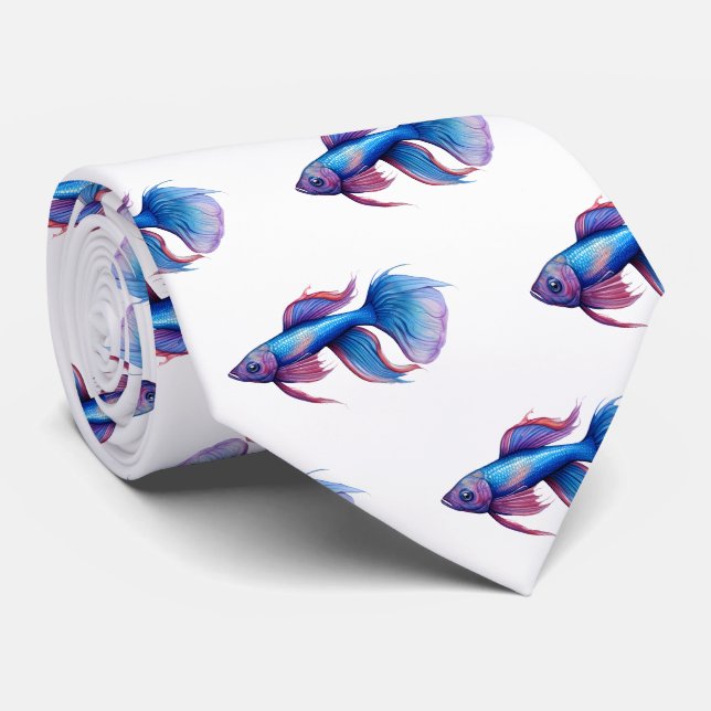 Neck Tie - Vattenfärgsserie: Betta Fish Slips (Rullad)