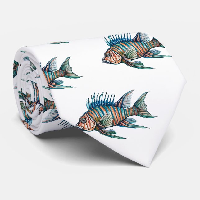 Neck Tie - Vattenfärgsserie: Lionfish Slips (Rullad)