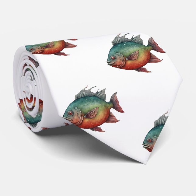 Neck Tie - Vattenfärgsserie: Piranha Slips (Rullad)