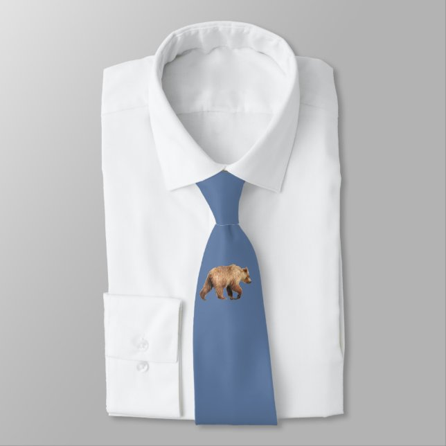 Neck Tie w/ grizzly björn unge Slips (Bunden)