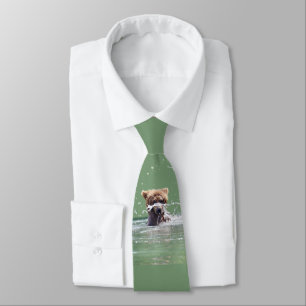 Neck Tie w/ grizzly björn unge Slips