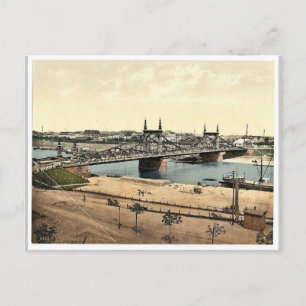 Neckar Bridge, Mannheim, Baden, Tyskland magnif Vykort