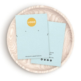 Necklace and Stud Earring Holder Logotyp Blue Leat Visitkort