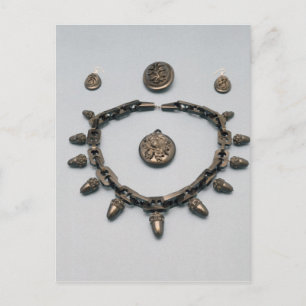 Necklace, örhängen, brok och smycke, 1870 vykort