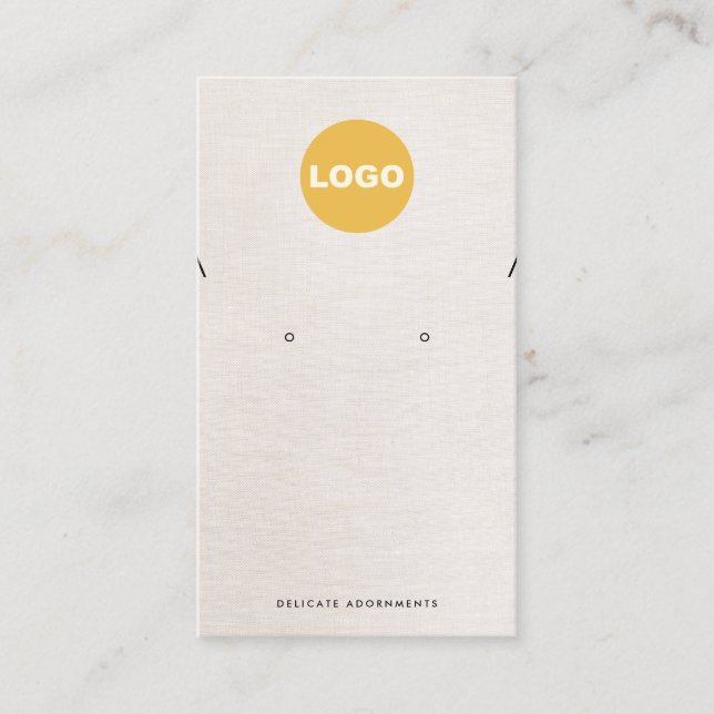 Necklace Stud Earring Beige Linen Add Logotyp Visitkort (Framsida)
