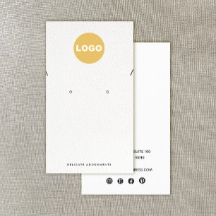Necklace Stud Earring White Läder Add Logotyp Busi Visitkort