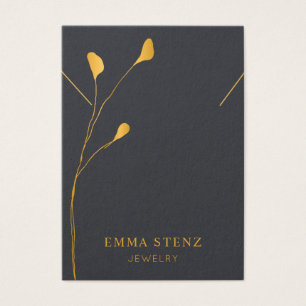 Necklace Visning Card ・ Golden Blommigt Löv Visitkort