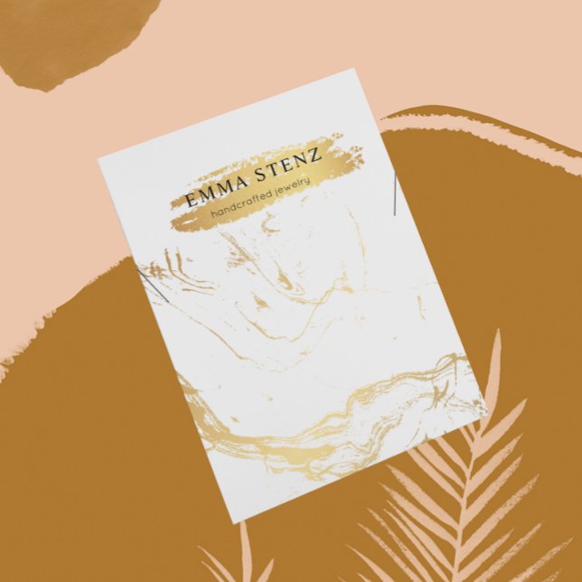 Necklace Visning Card ・ Guld Marble Mönster Logoty Visitkort (Skapare uppladdad)