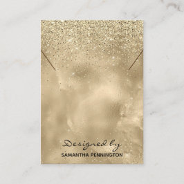 Necklace Visning Champagne Guld Faux Foil Glitter Visitkort