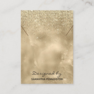 Necklace Visning Champagne Guld Faux Foil Glitter Visitkort
