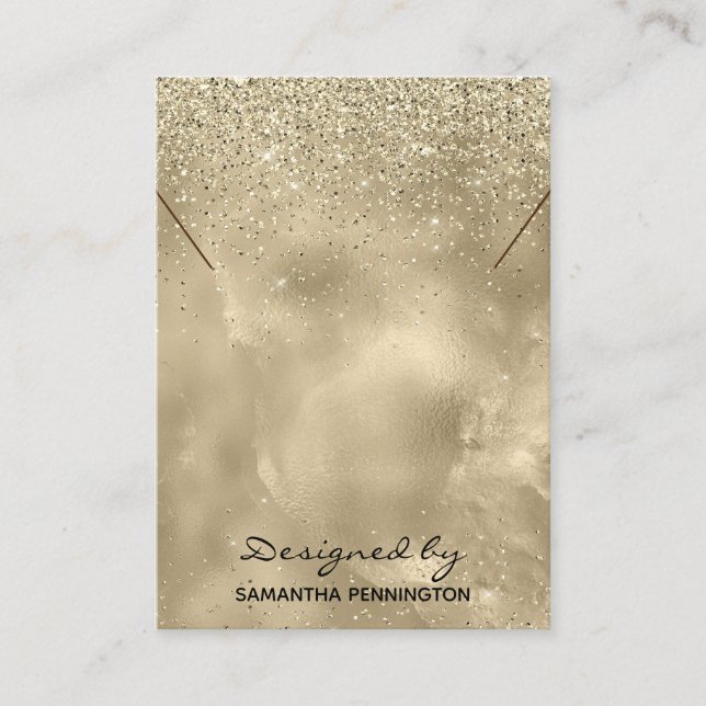 Necklace Visning Champagne Guld Faux Foil Glitter Visitkort (Framsida)
