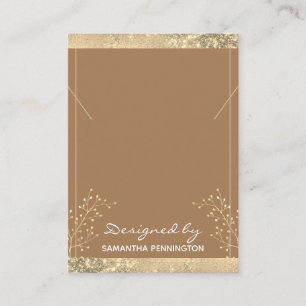 Necklace Visning Guld Glitter Blommigt Visitkort
