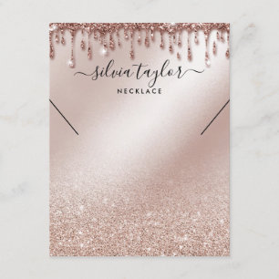 Necklace visning kort Ro guld glitter