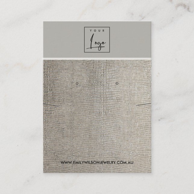 NECKLAS I SILVER LEADERN STRUKTUR, ÖKAD VISNING VISITKORT (Framsida)