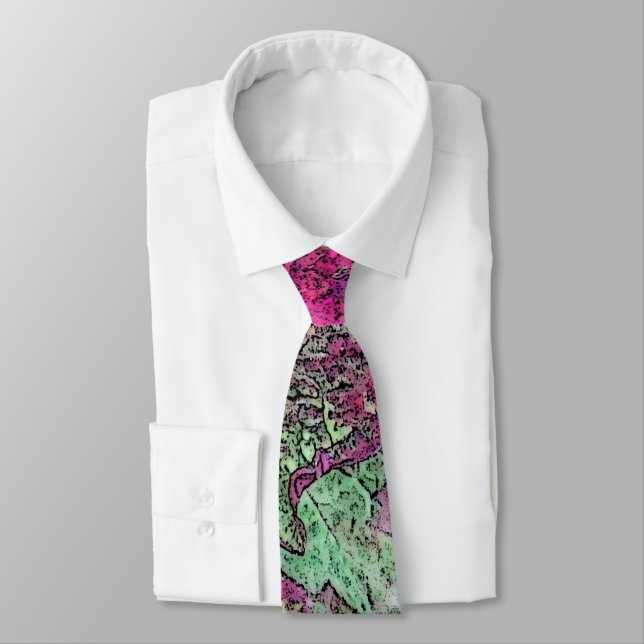 NECKTIE/ ABSTRAKT/PLUM, ROSA, GRÖNT OCH GULT SLIPS (Bunden)