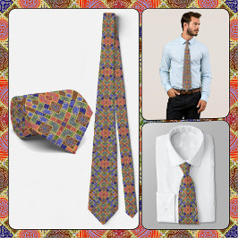 NECKTIE - Blå, Grönt, Gult och Rosa Slips