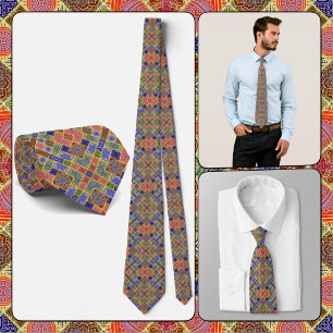 NECKTIE - Blå, Grönt, Gult och Rosa Slips