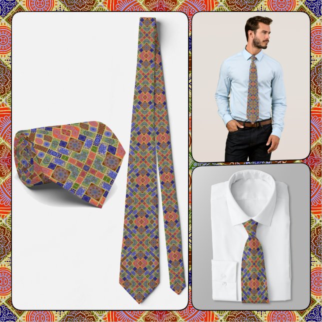 NECKTIE - Blå, Grönt, Gult och Rosa Slips (Skapare uppladdad)