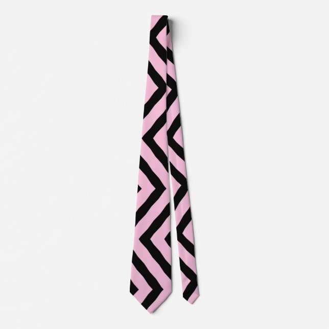 Necktie Buddy Black Rosa Zig Zag Mönster Slips (Framsida)
