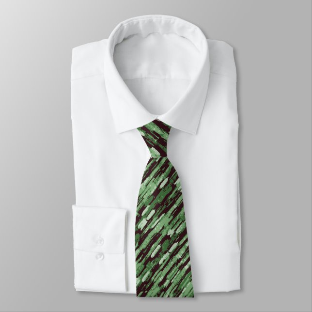 Necktie för grönt och svart Abstrakt Slips (Bunden)