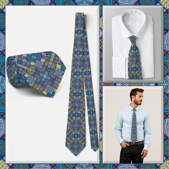 NECKTIE - Gult och våld för blå Grönt - skuggor Slips (Skapare uppladdad)