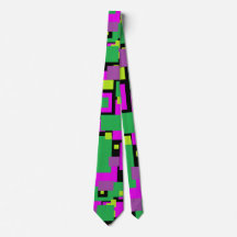 Necktie med Lila Grönt och svart fyrkant Mönster