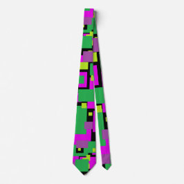 Necktie med Lila Grönt och svart fyrkant Mönster Slips