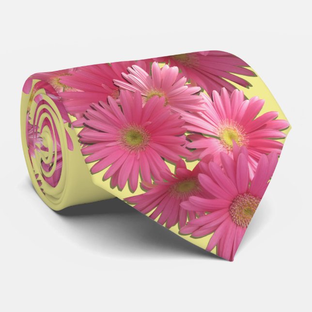 Necktie - Mörk Rosa Gerbera Daisy Slips (Rullad)