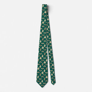 Necktie Nature Mönster grönt och guld Slips