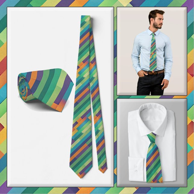 NECKTIE - Rand med flera färger diagonalt Slips (Skapare uppladdad)