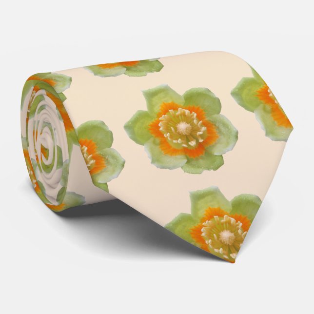 Necktie - Tulip Poplar Tulip på Cream Slips (Rullad)