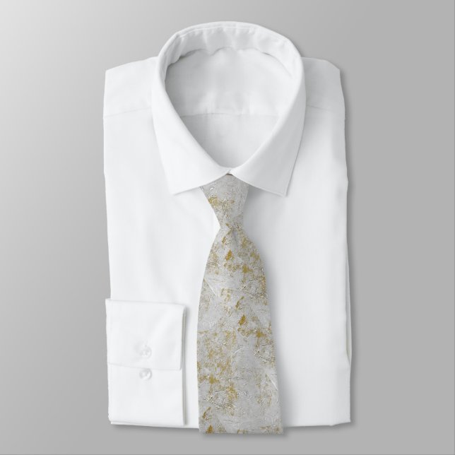 Necktis med modern Brocade Guld White Design Slips (Bunden)