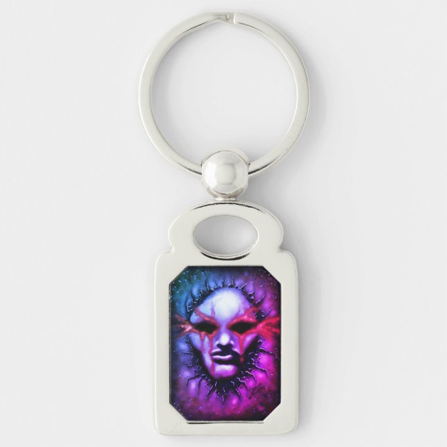 Necromancer Rektangulärt Silverfärgad Nyckelring (Framsidan)